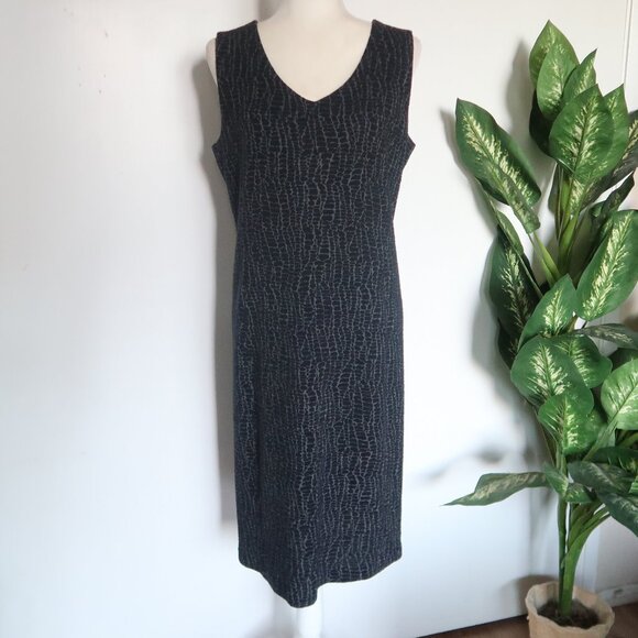 Armani Collezioni  Navy Blue & Grey Textured Stretchy Jacquard Shift Dress Italy - Picture 2 of 16